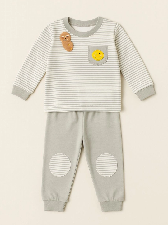 Pijama bolalar uchun Issiq kashmir – 3/5/7 yosh, kulrang, kuz-qish - 