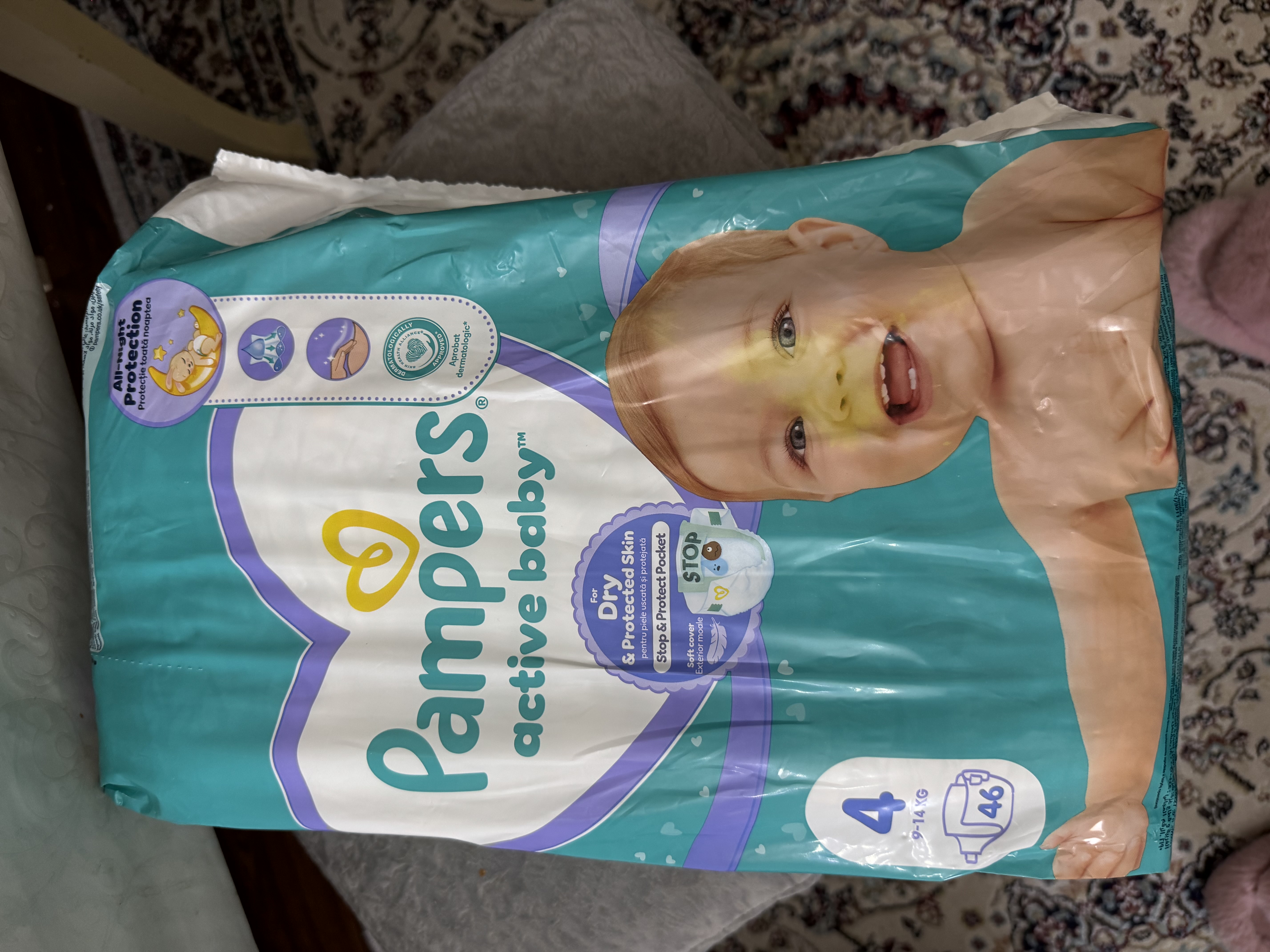 Подгузники для детей Pampers Active Baby, 4 размер, 9-14 кг, 46 шт