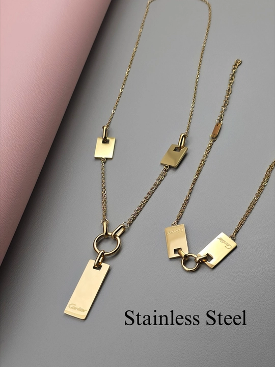 Комплект украшений, браслет и цепочка, Stainless steel