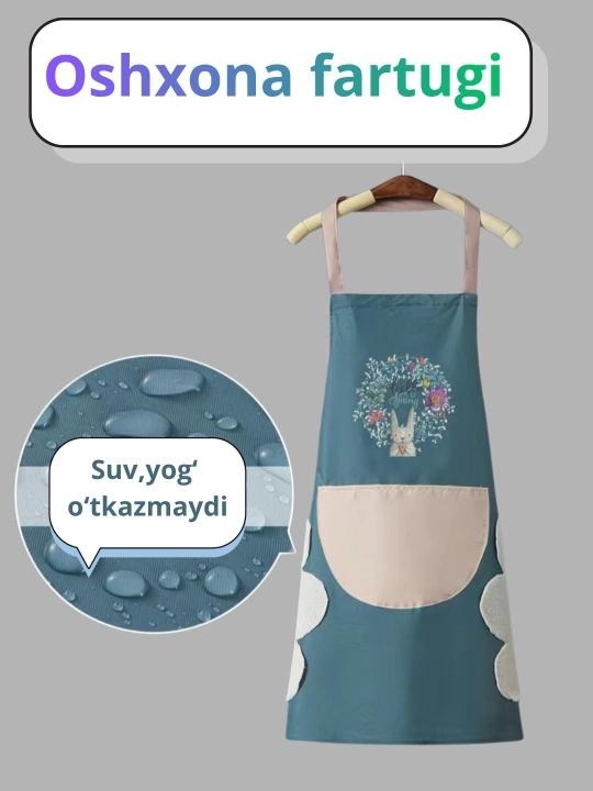 Suv o'tkazmaydigan oshxona va ijodkorlik uchun fartuk universal, erkaklar va ayollar uchun