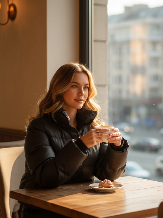 Женская теплая куртка с молнией со шнурком внизу и манжетами на рукавах