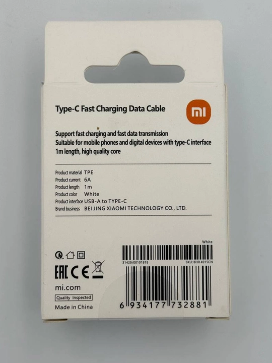 Xiaomi 6Al Type-A to Type-C Tezkor Zaryadlovchi Kabel ORG