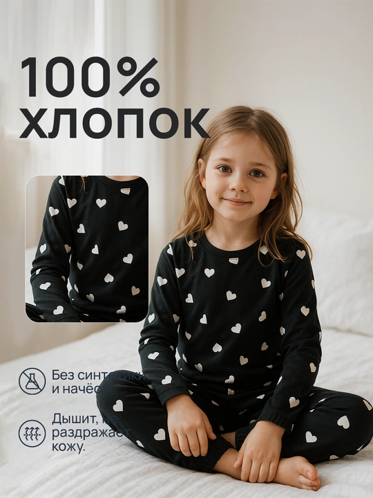 Пижама для мальчиков и девочек, 100% хлопок