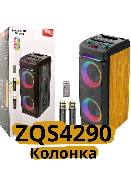 ZQS 4290 – mikrofonli portativ Bluetooth kolonka, yorqin LED chiroqlar bilan