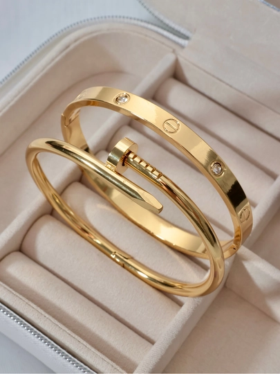 Набор браслетов "Гвоздь" Cartier, украшения на руку, женский комплект, бижутерия — GODDES-GG24-ЗОЛОТ