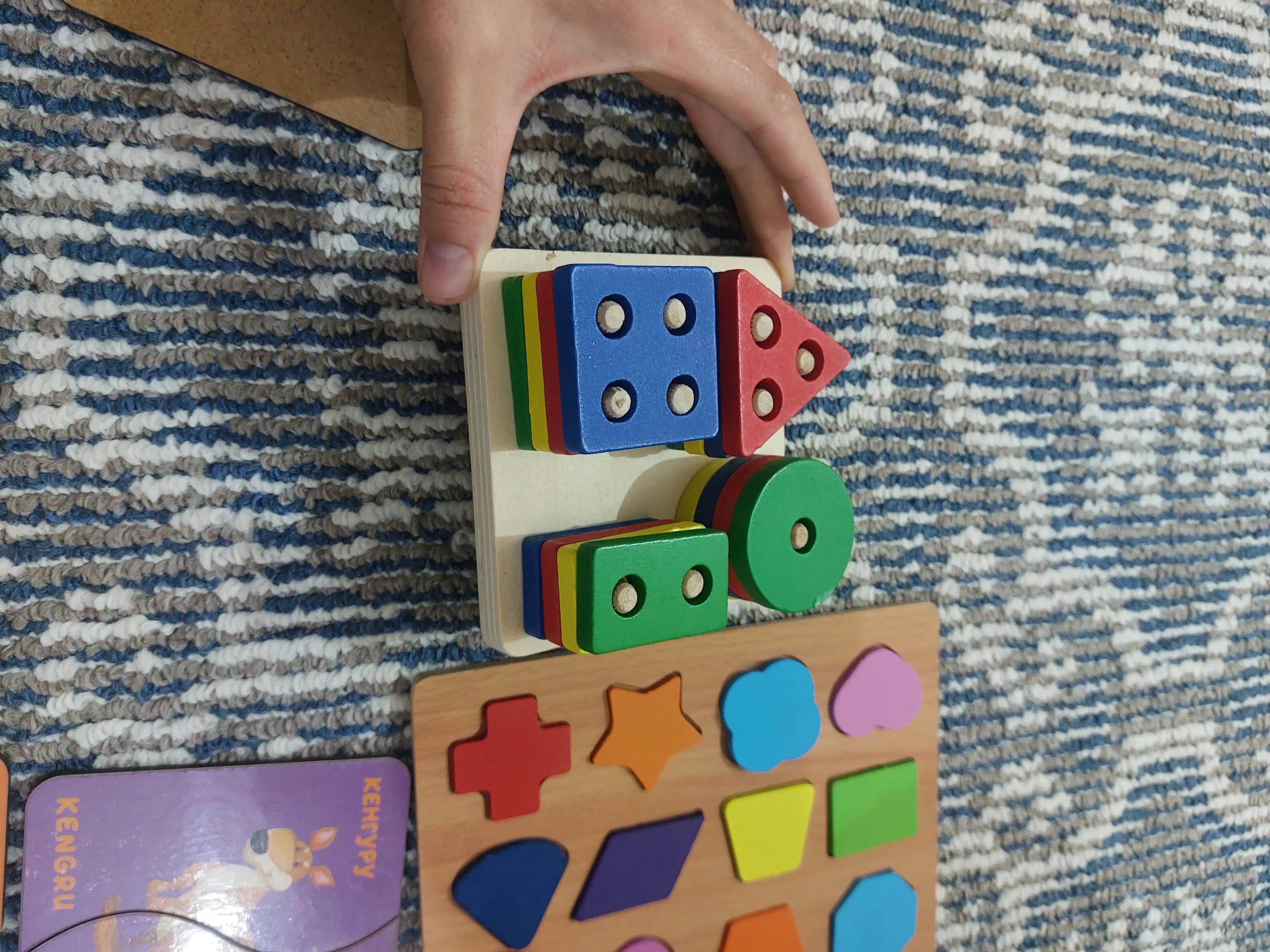 Yog'och o'quv o'yinchoq, jumboq, bolalar uchun, sorter, montessori, piramidalar