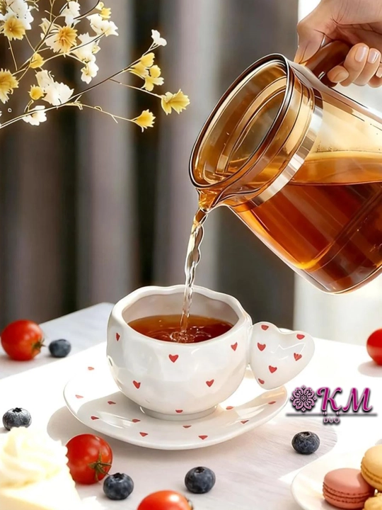 Choy jufti, 280 ml, keramika krujka likopcha bilan choy, qahva, kapuchino va latte uchun