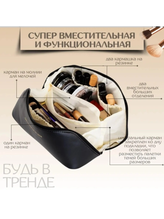 Женская косметичка из экокожи, дорожный органайзер для косметики