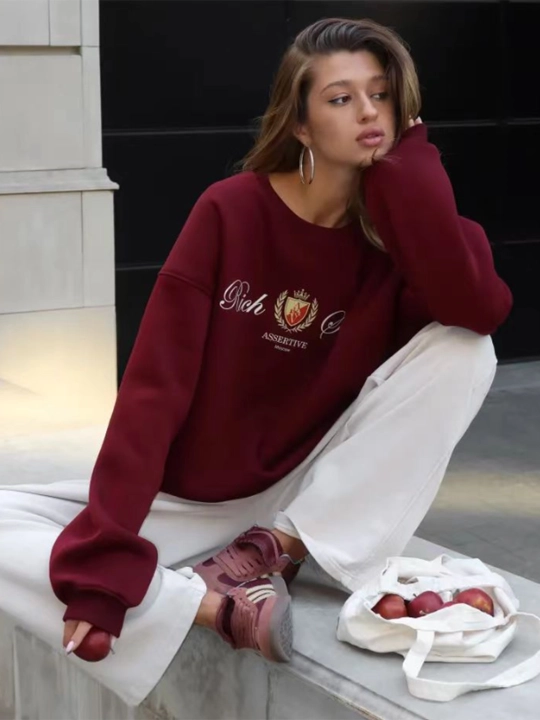 Sweatshirt issiq ayol, old Money longslive katta o'lchamli