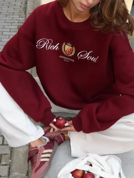 Sweatshirt issiq ayol, old Money longslive katta o'lchamli