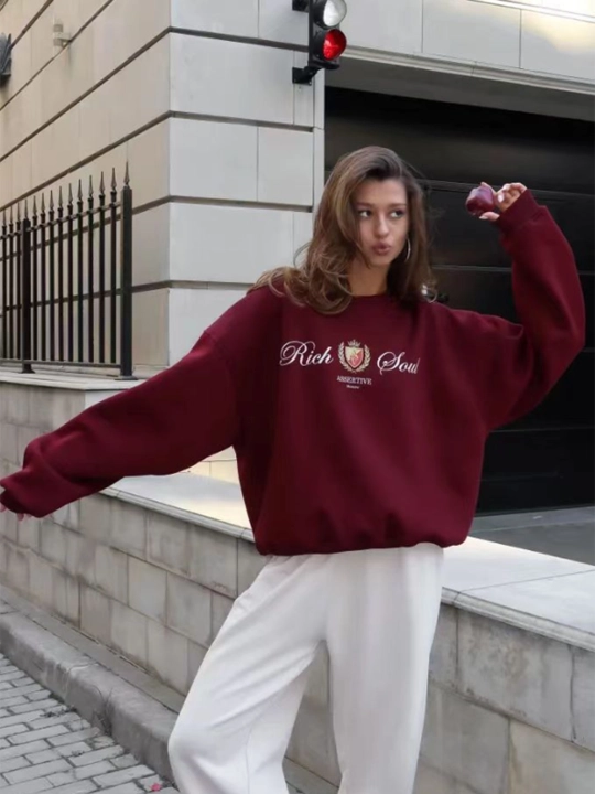 Sweatshirt issiq ayol, old Money longslive katta o'lchamli