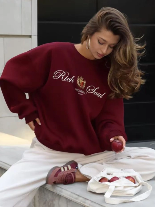 Sweatshirt issiq ayol, old Money longslive katta o'lchamli