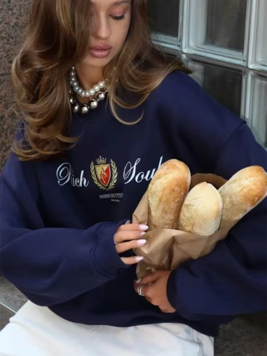 Sweatshirt issiq ayol, old Money longslive katta o'lchamli