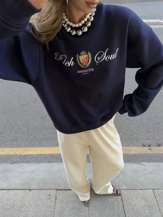 Sweatshirt issiq ayol, old Money longslive katta o'lchamli