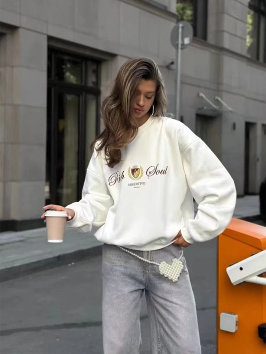 Sweatshirt issiq ayol, old Money longslive katta o'lchamli