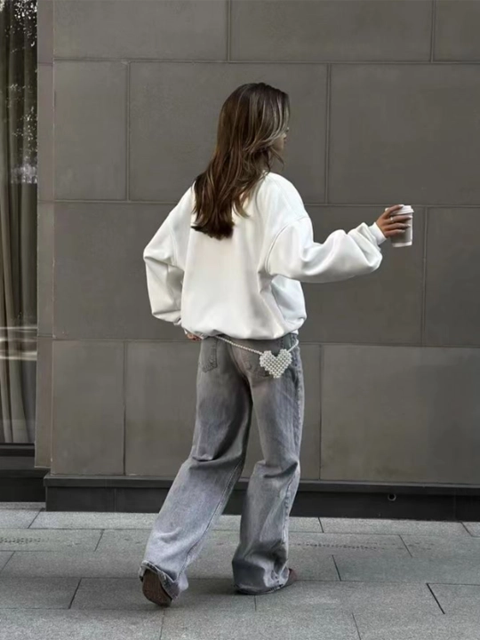 Sweatshirt issiq ayol, old Money longslive katta o'lchamli
