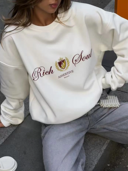 Sweatshirt issiq ayol, old Money longslive katta o'lchamli
