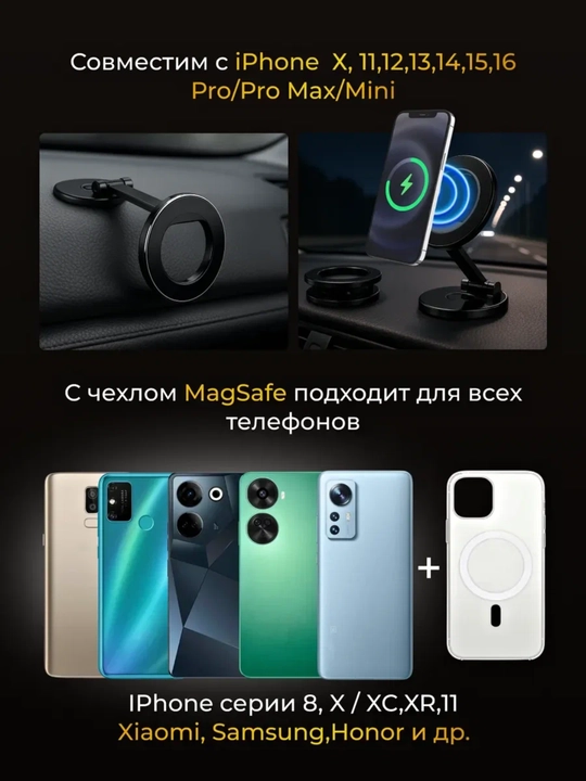 Universal avtomobil telefon ushlagich to‘plami – 3 xil magnitli Car Mount