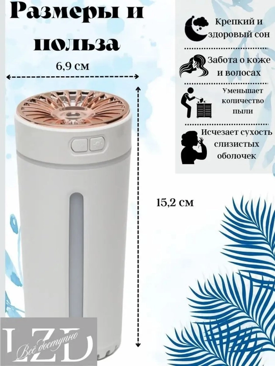 Увлажнитель Воздуха для Автомобиля – с USB-питанием, тихой работой, LED-подсветкой