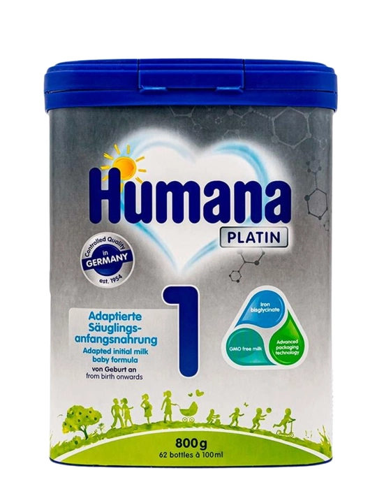 Humana 1 / Humana 2 — bolalar sutli aralashmasi 800 g, tabiiy vitaminli formula, GOS - 