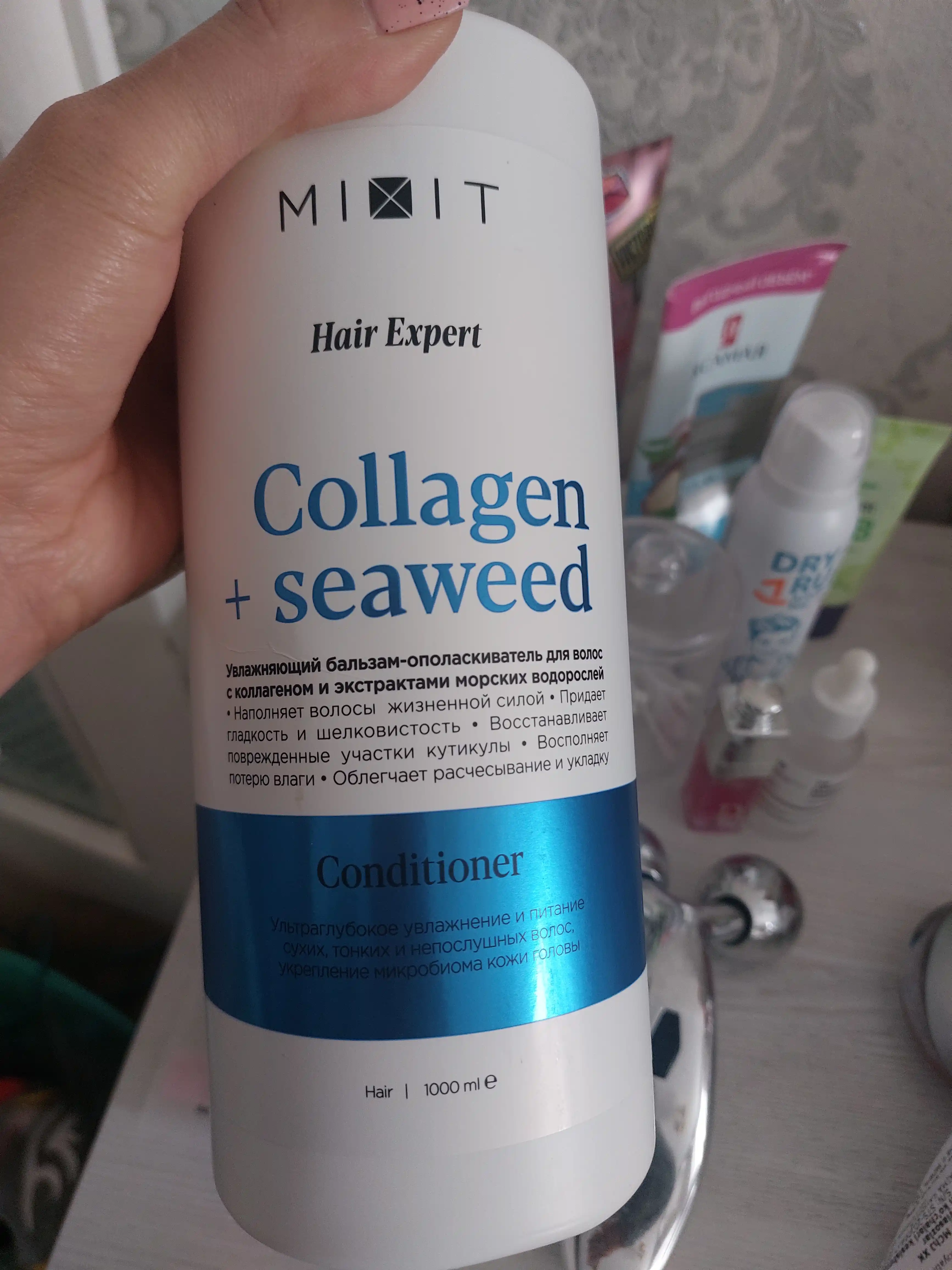 MIXIT soch uchun kollagen va dengiz o‘tlari ekstraktli balzam, 1000 ml