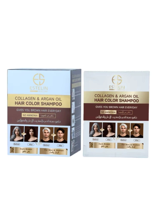 Sochni bo‘yash uchun shampun Collagen & Argan Oil Hair Color Shampoo, 25 ml*10 dona - 