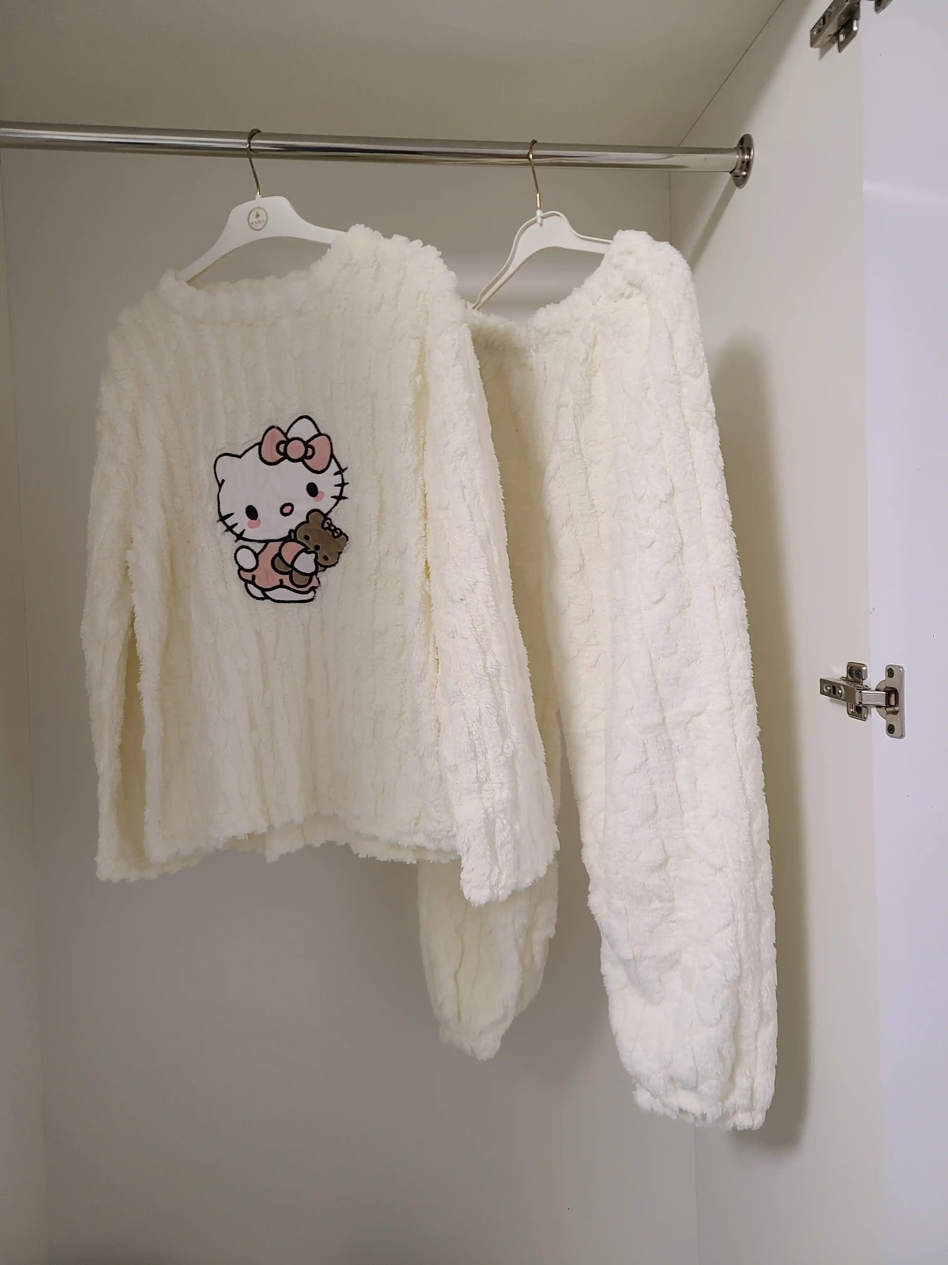 Ayollar uchun issiq plyush pijama, ayiqli uy kiyimi, qishki flisli to‘plam