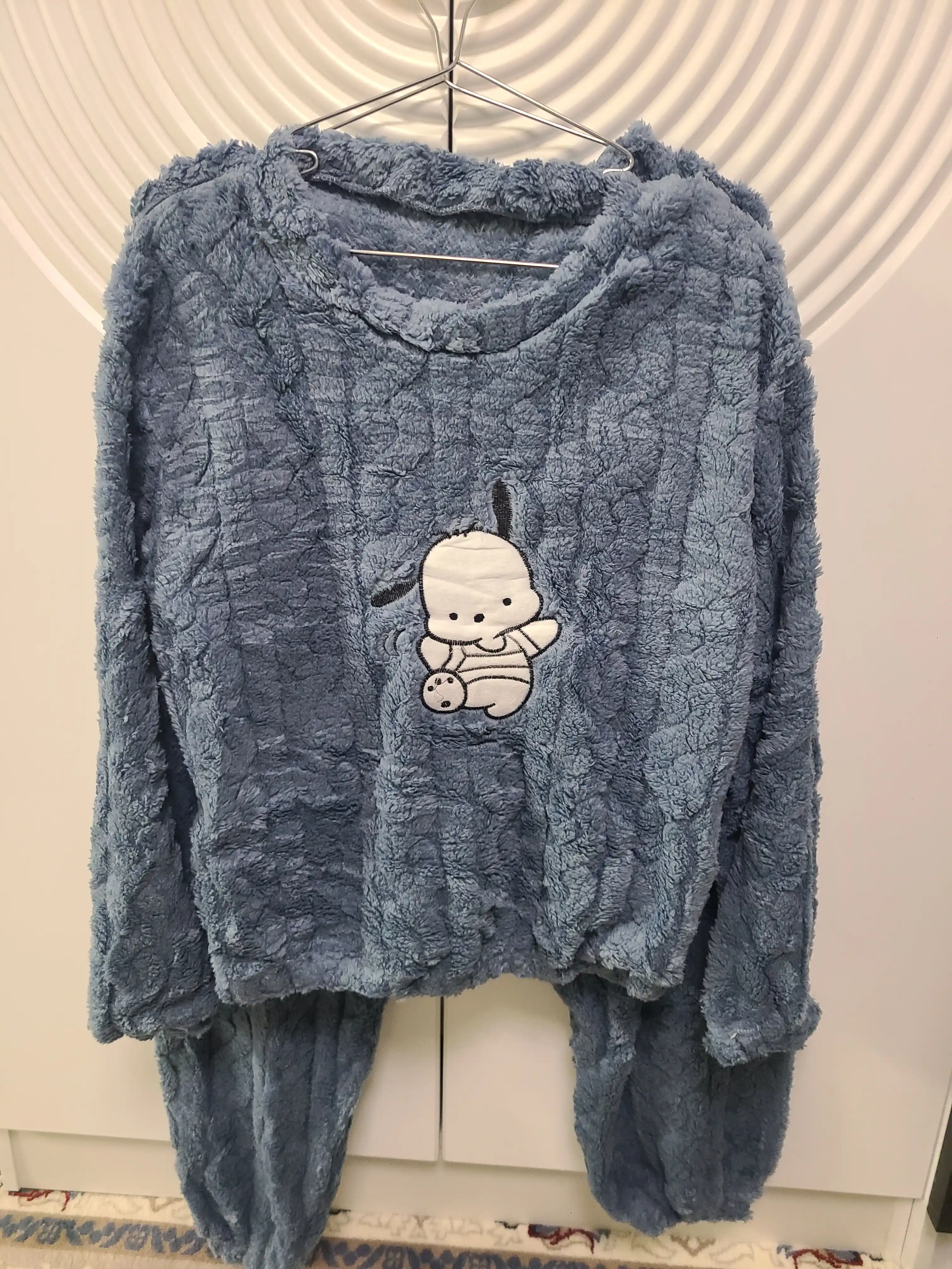 Ayollar va qizlar uchun issiq qishki flizli pijama dvoyka, komplekt shim, triko, kofta