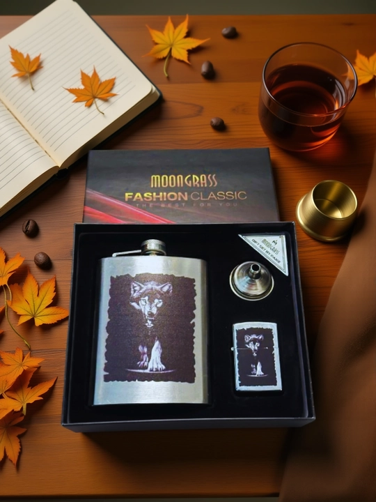 Фляжка с зажигалкой и воронкой, подарочный набор Moongrass - 