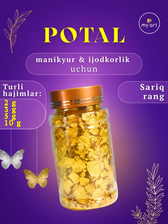 Ijod va manikyur uchun potal, bezak uchun folga, potal pag‘alari