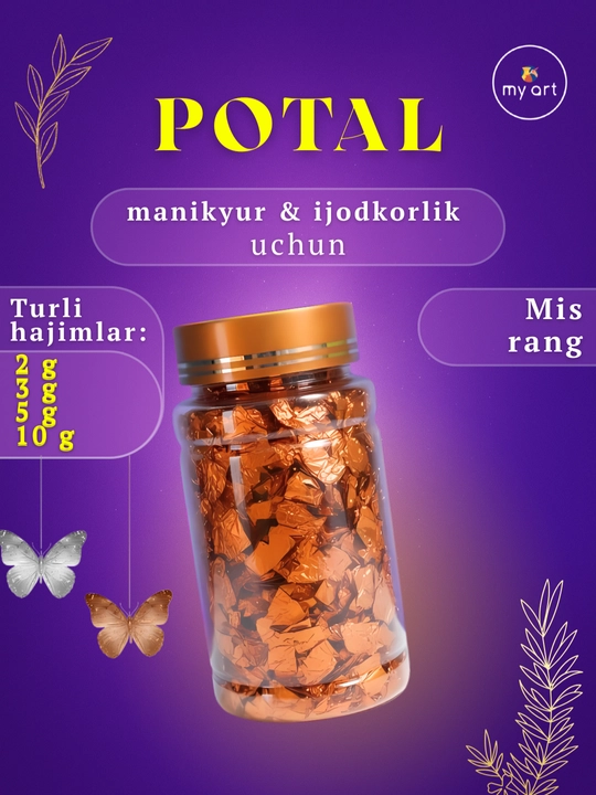 Ijod va manikyur uchun potal, bezak uchun folga, potal pag‘alari