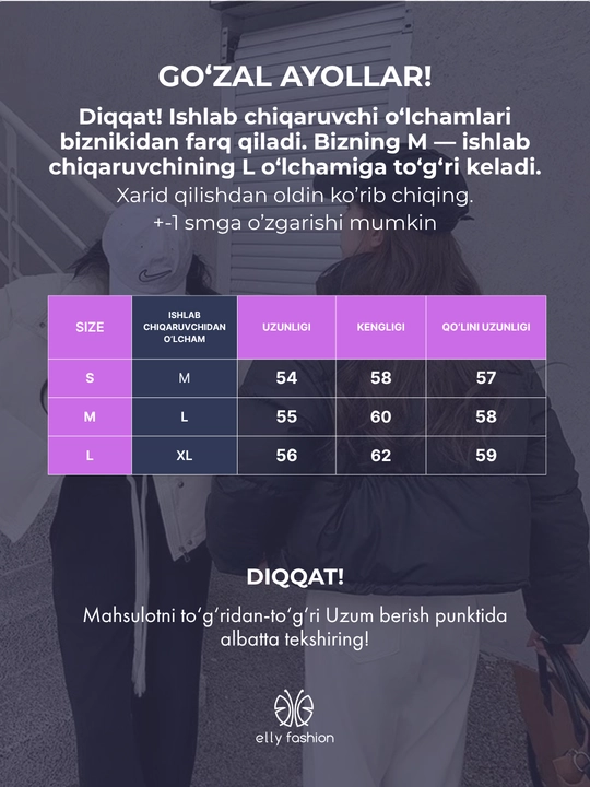 Qishki, kalta issiq kurtka, ayollar momig‘i, qish uchun - EllyFashion
