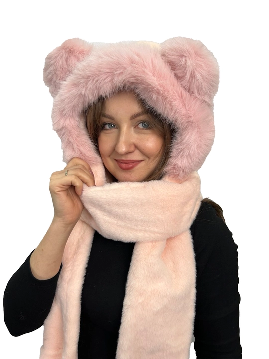 Ayollar uchun 3 ta 1 da shapka, mo‘ynali