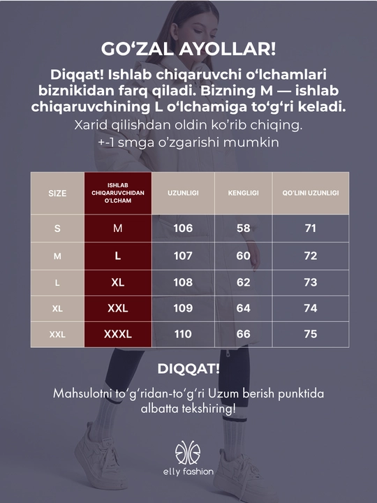 Kurtka ayollar uchun, issiq uzun kurtka - EllyFashion kapyushonli, qishki oversize puxovik