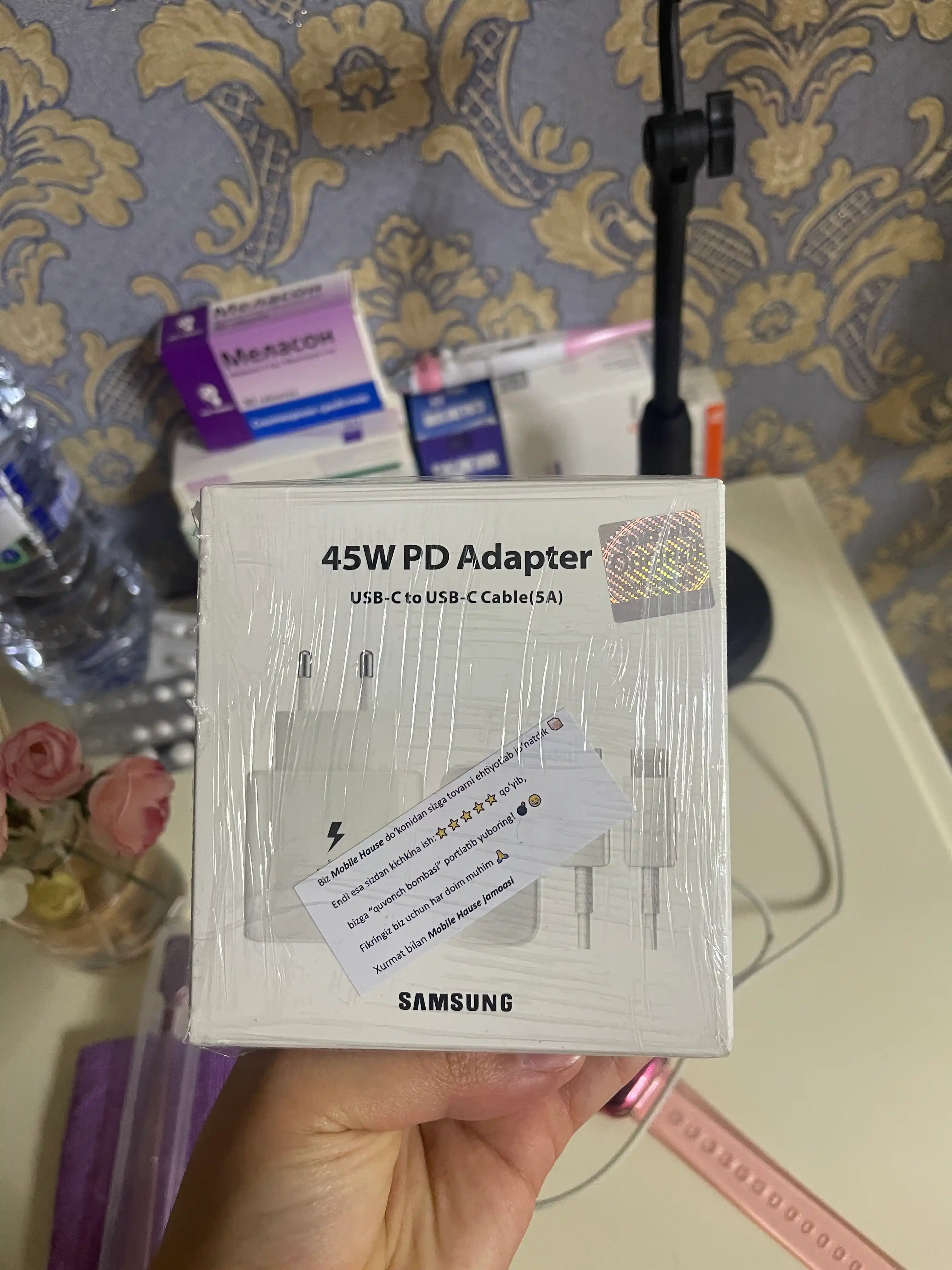 Zaryadnik Samsung Super Fast Charging 45W Type-C adapter kabeli bilan, 1 yil kafolat bor