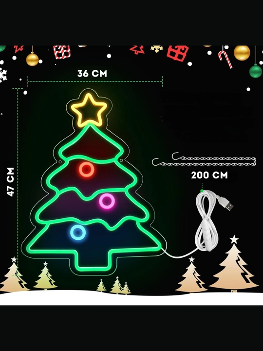 Neon chiroq devorga, Yangi yil archasi shaklida, svetodiodli yorug‘lik, tungi chiroq,decor