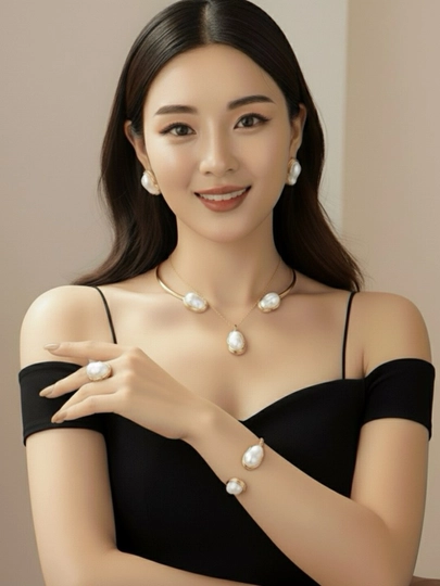 Набор бижутерии VAN CLEEF: кольцо, серьги, цепочка, браслет, подарок для женщин