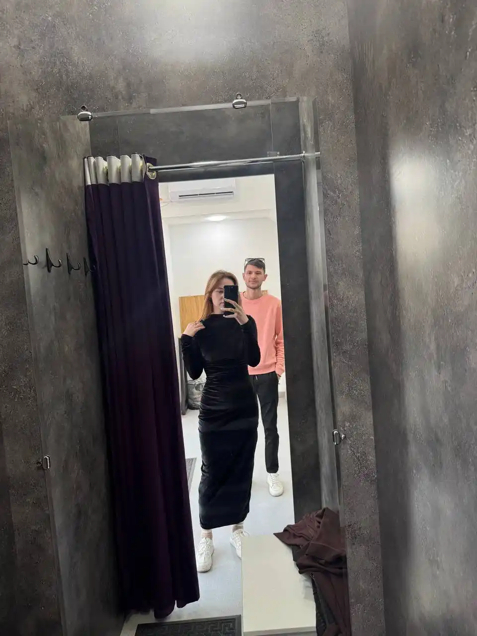 Ayollar ko'ylagi midi, uzun yengli plisseli baxmal libos, kechki va kundalik