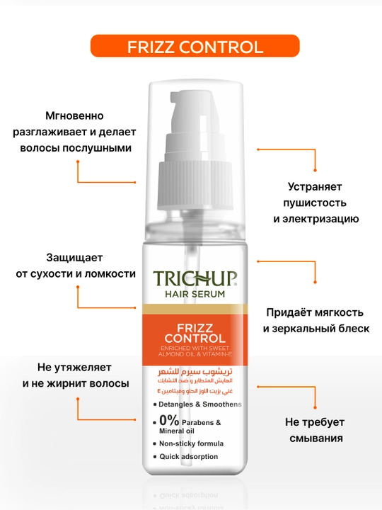 Сыворотка для волос разглаживающая Trichup Hair Serum Frizz Control, 60 мл, от пушения