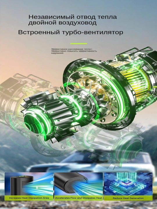 Компрессор автомобильный, беспроводной, насос воздушный