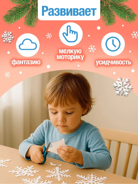 Аппликации "Снежинки", новогодние поделки из бумаги, подарок на Новый год