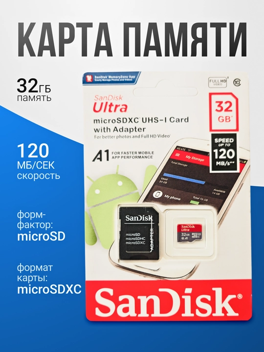 Карта памяти micro SD 16- 256 ГБ