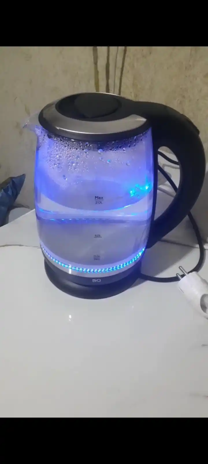 Elektr choynak BQ KT2049G, 2200 Vt, hajmi 2 litr, shisha, tez qaynaydi, yorug'lik