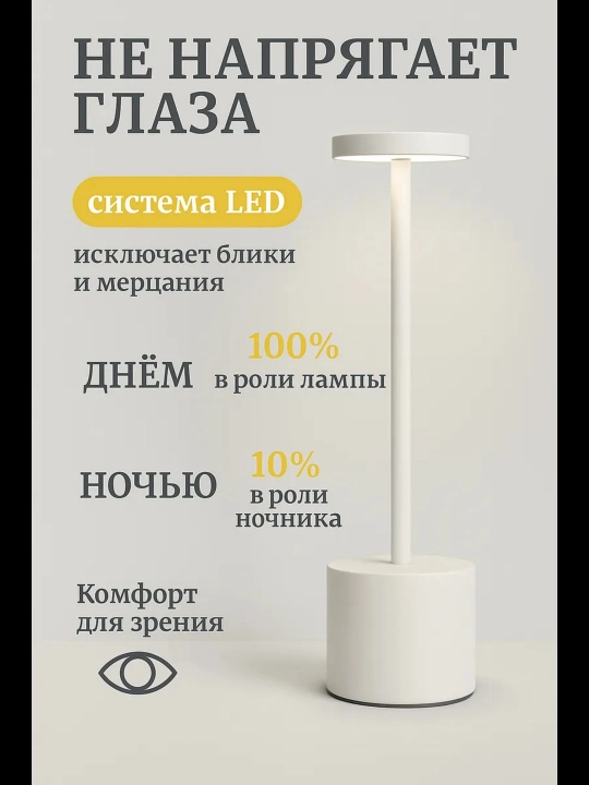 LED stol lampasi — yorug‘lik darajasi boshqariladigan, USB quvvat, sensor tugma