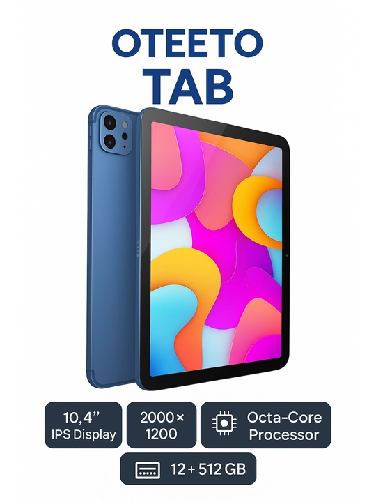Планшет Oteeto TAB 15 Ultra, 12/512 ГБ, 10-дюймовый экран, 6000 мАч,SIM,клавиатура и чехол