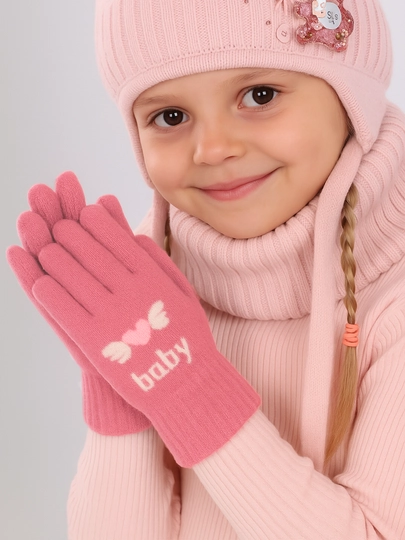 Зимние детские перчатки, 5-7 лет — SAKO002-BABY-РОЗОВ