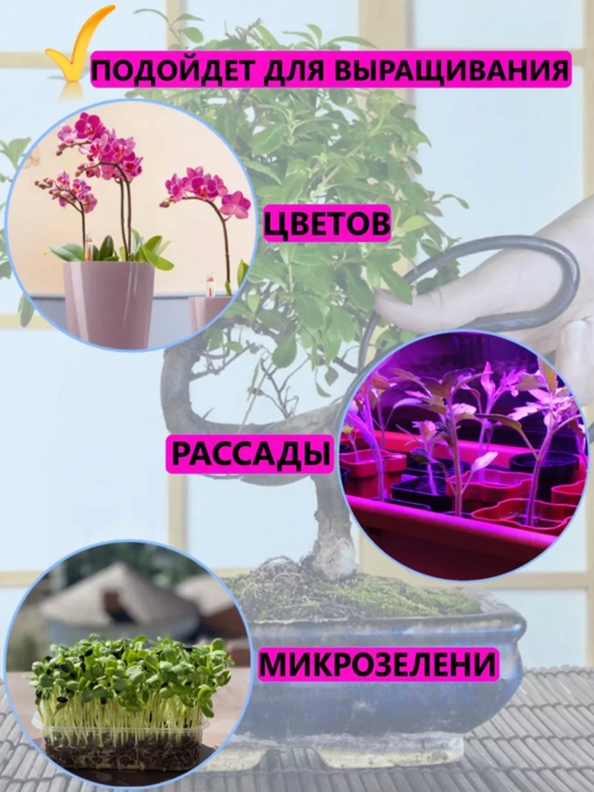 Фитолента, фитолампа для растений и рассады, с датчиком движения, 1 / 3 / 5 метров