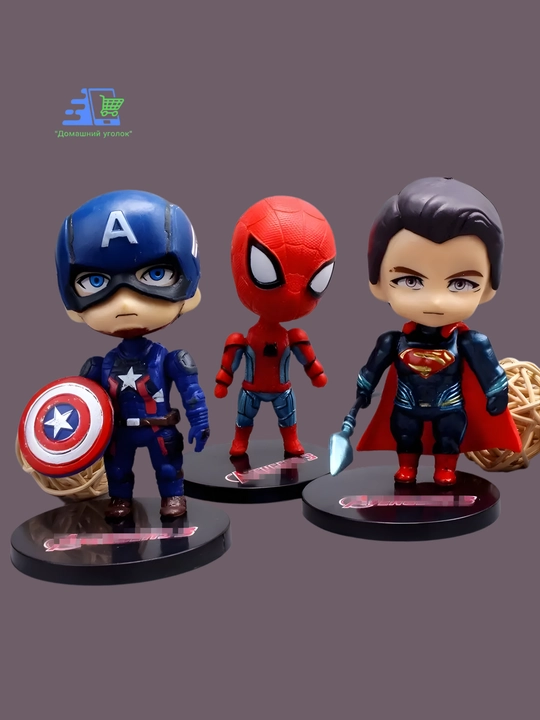 Набор фигурок супергероев Marvel и DC Comics (6 шт) — Тор, Бэтмен, Человек-Паук