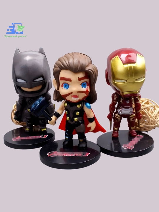 Набор фигурок супергероев Marvel и DC Comics (6 шт) — Тор, Бэтмен, Человек-Паук