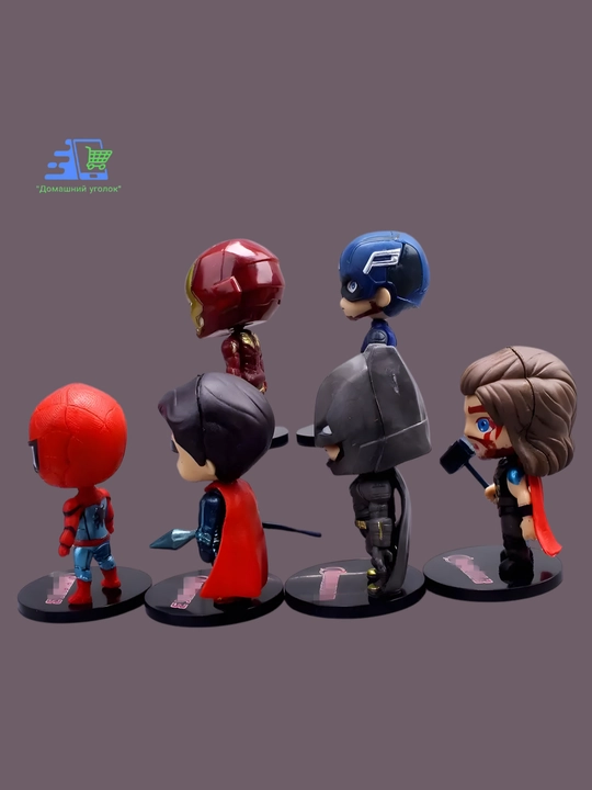 Набор фигурок супергероев Marvel и DC Comics (6 шт) — Тор, Бэтмен, Человек-Паук